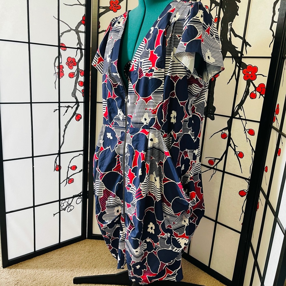 City Chic printed tunic dress with pockets